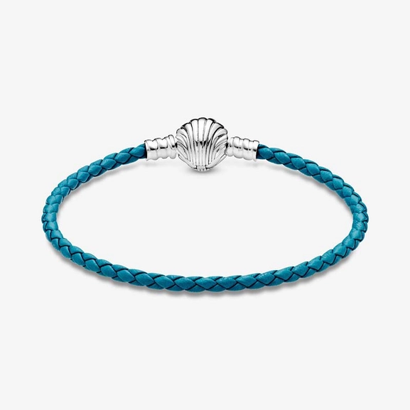Flätat Turkost Läderarmband med Snäcklås - PANDORA - Snabb frakt & paketinslagning - Nordicspectra.se