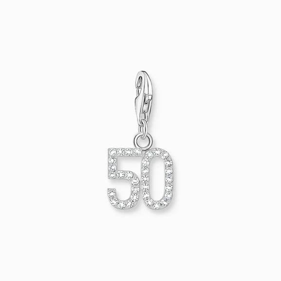 Charm-Anhänger Zahl 50 mit weißen Steinen Silber - Thomas Sabo - Nordic Spectra