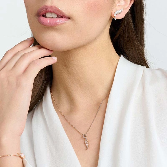 Kette Phönix-Flügel Mit Rosa Steinen Roségold von Thomas Sabo, Schneller Versand - Nordicspectra.de