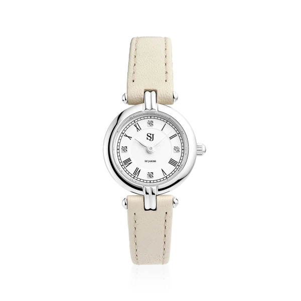 Bianca Watch beige Armbanduhr mit hellem Lederarmband