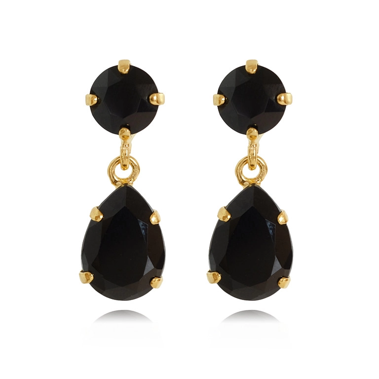 Caroline Svedbom – Mini Drop Earrings Gold Jet