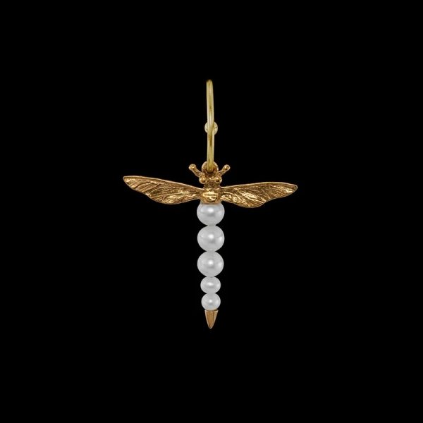 Dragonfly Earring Gold i 18K guldpläterat silver med sötvattenpärla