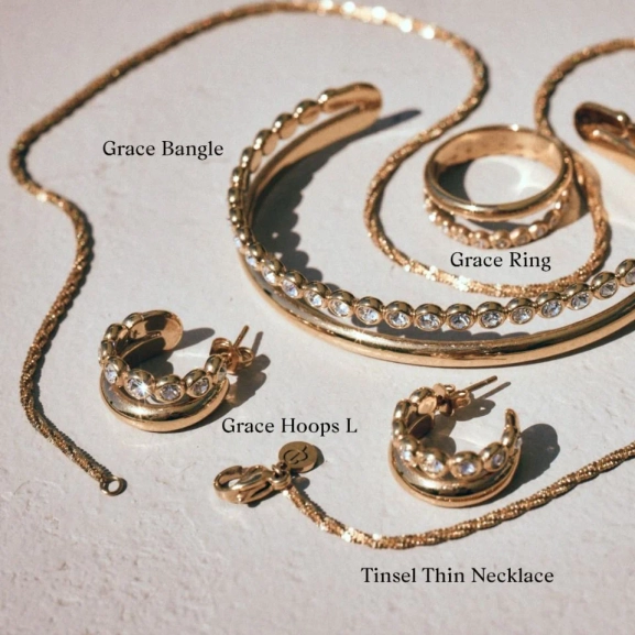 Stora Grace-hoops i 14K guldplätering med två skenor