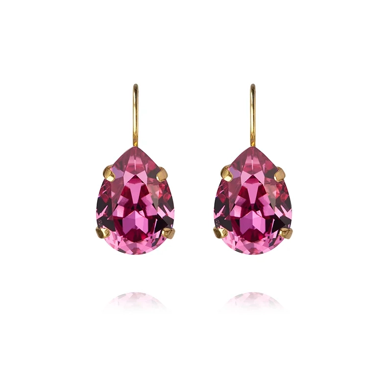 Caroline Svedbom - Mini Drop Clasp Earrings Gold Dark Rose