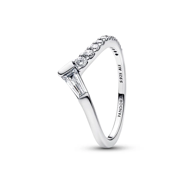 Tiara Baguette Pavé -sormus hopeisena