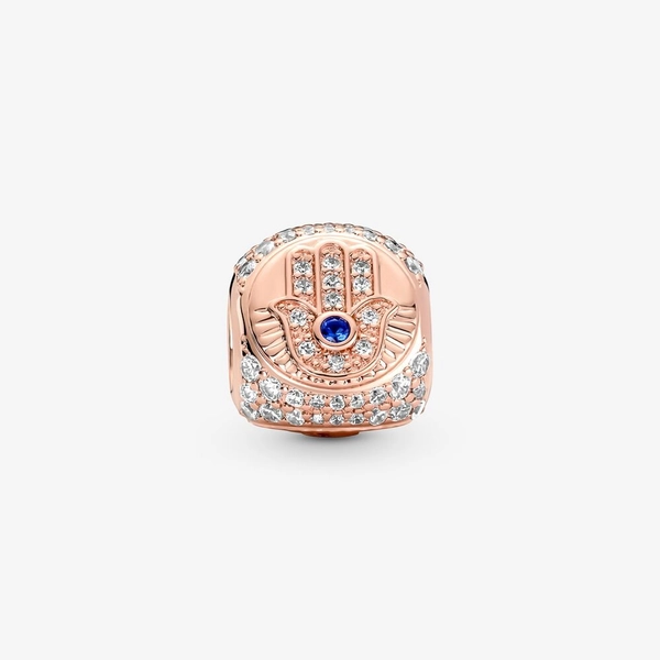 Hamsa Allseende Öga & Fjäder Tresidig Hängberlock Rosé - PANDORA - Snabb frakt & paketinslagning - Nordicspectra.se