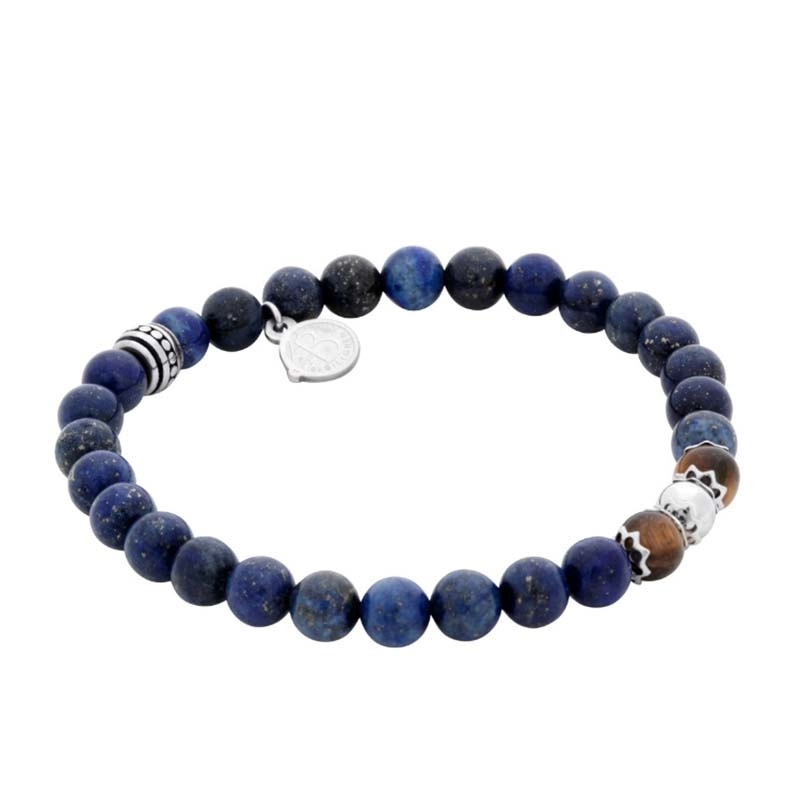 By Billgren - Beadsarmband Lapis/Blå tigeröga Stål Teen