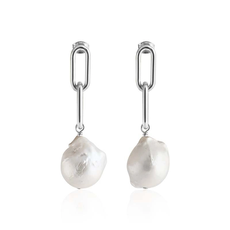 SOPHIE by SOPHIE - Baroque Link Pearl Earring Silver