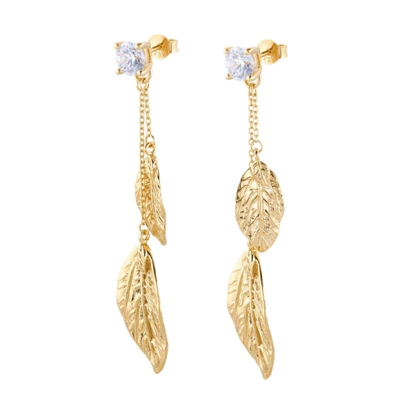 Autumn Leaves Earrings Gold 24K kullattua hopeaa kuutiozirkonialla