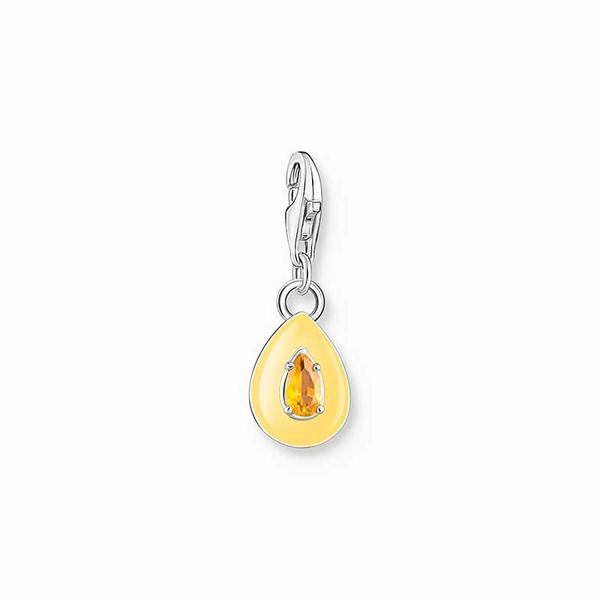 Charm pendant orange drop silver