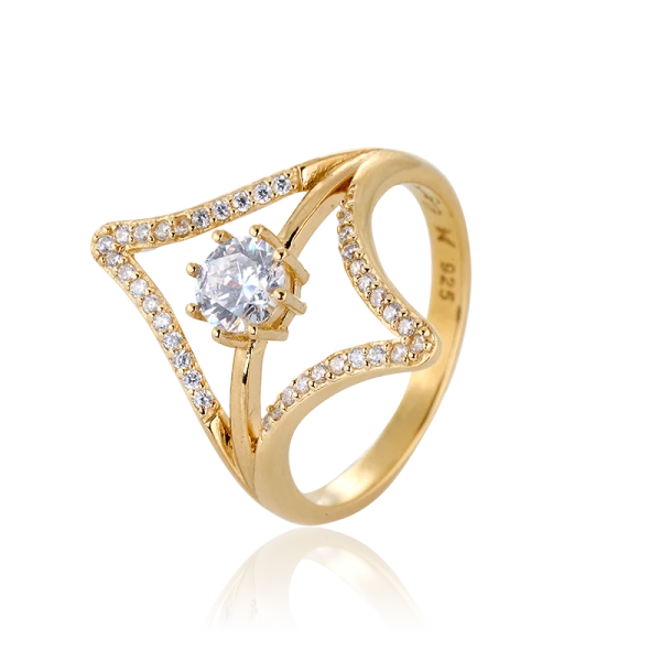 Balance of Energy Ring Guld i 24K guldpläterat silver med cubic zirconia