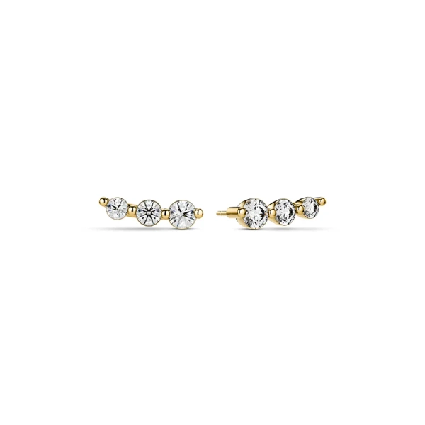 Tiara Piccolo Earrings i 14K guld med tre gnistrande syntetiska diamanter