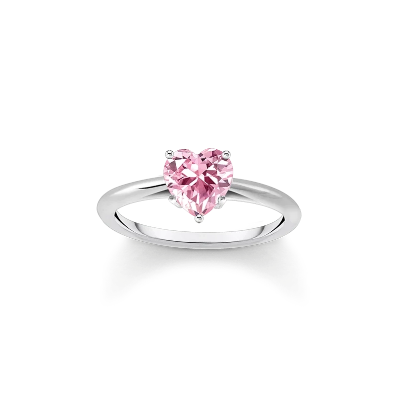 Thomas Sabo - Ring med Rosa Hjärtformad Sten