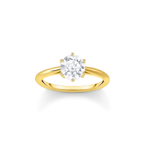 Ring mit weißem Stein im Brillantschliff vergoldet - Thomas Sabo - Nordic Spectra