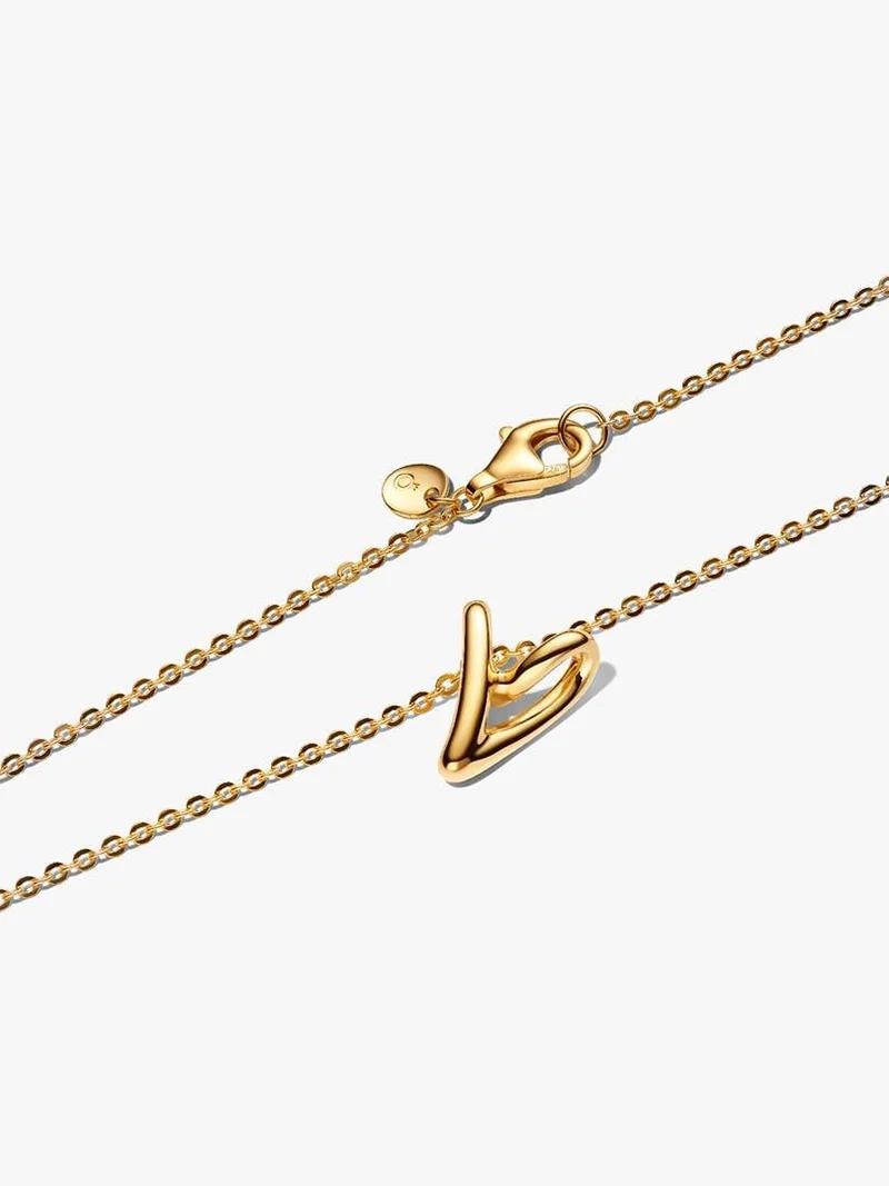 Elegant halsband med stilrent hjärta pläterat i 14 karat guld från Pandora Essence-kollektionen. Symbol för kärlek och elegans.