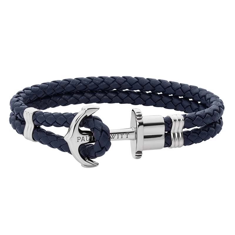 Paul Hewitt – Leather Phrep Armband Marinblå/Silver