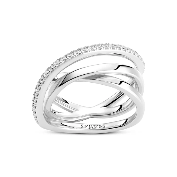 Spirale Ring i silver med gnistrande cubic zirconia från Sif Jakobs Spirale-kollektion