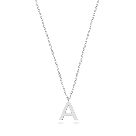Halsband i polerat rostfritt stål med bokstavsberlocker A-Ö på ankarkedja
