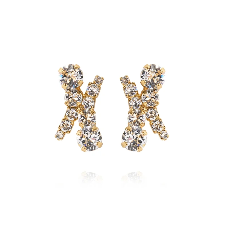 Caroline Svedbom - Halo Earrings Gold Crystal