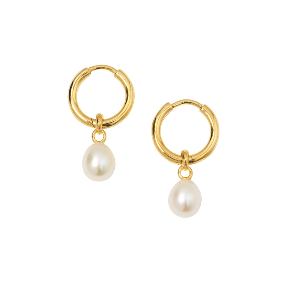 EG1210 1 Treasure Pearl Hoops Gold