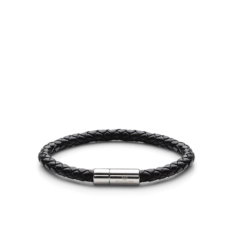Leather Bracelet Black & Silver