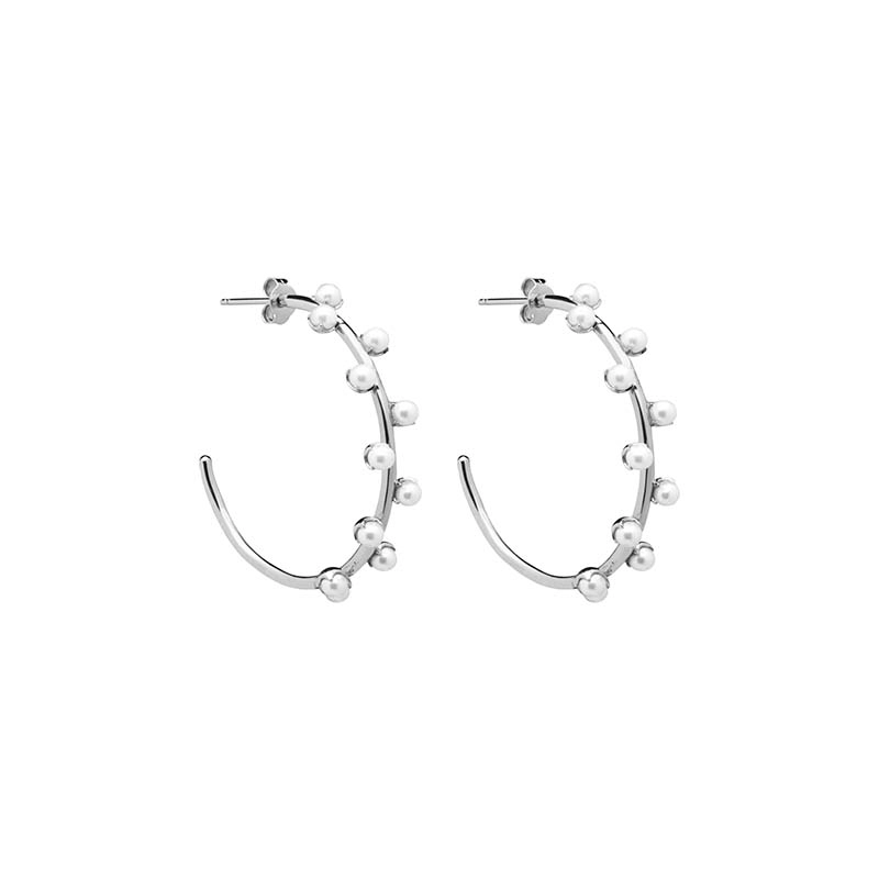 CU Jewellery - Pearl Hoop Ear Silver