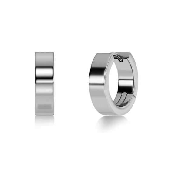 Sasha hoops i blankt rostfritt stål med bredare skena och dold gänga