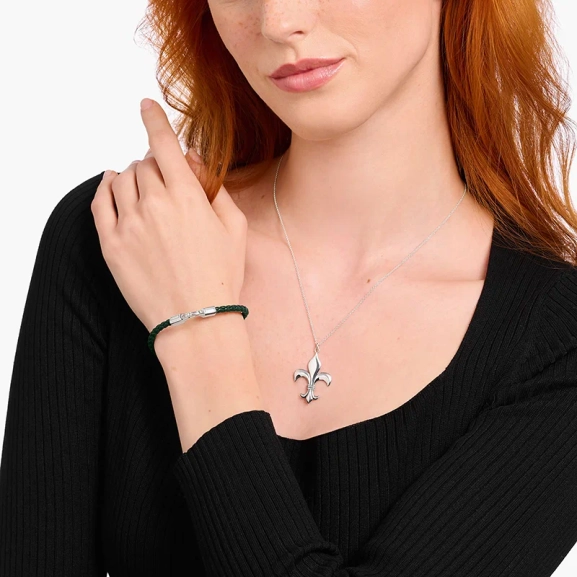 Smalt Läderarmband Grönt & Silver - Thomas Sabo - Snabb leverans & paketinslagning - Nordic Spectra