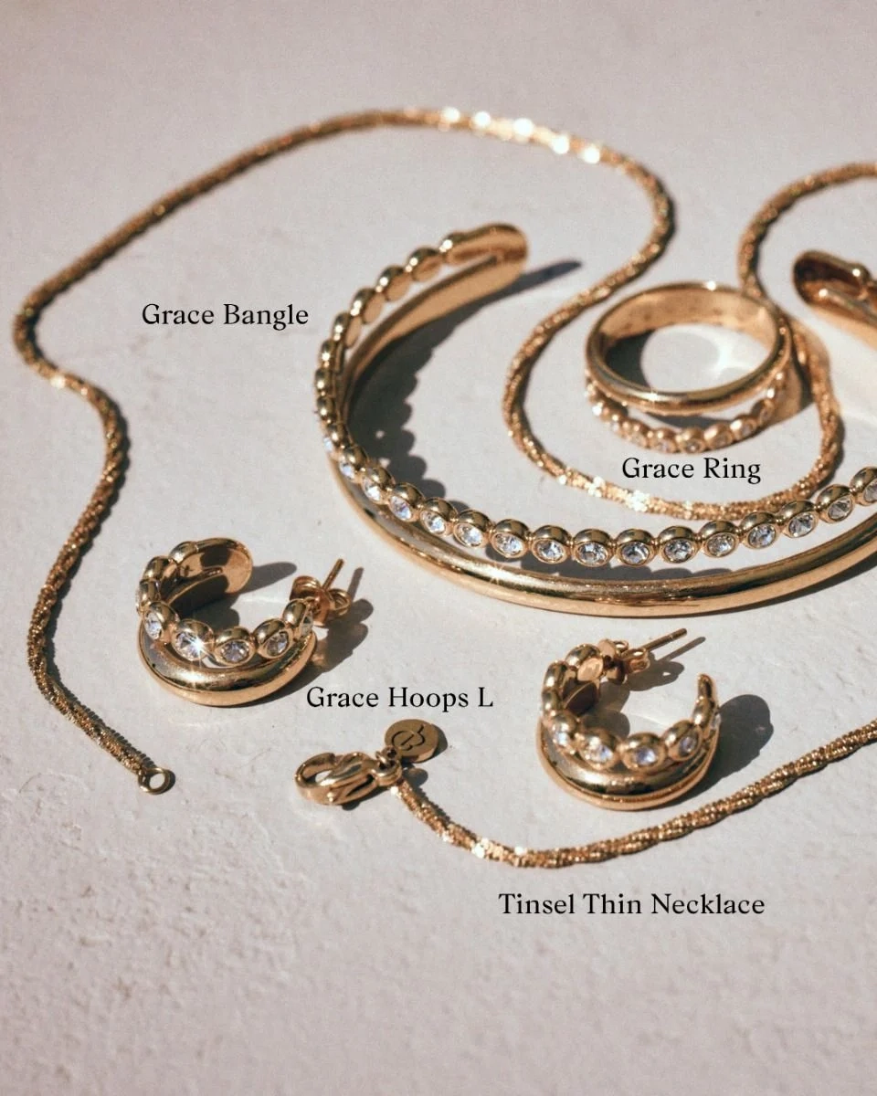 Stora Grace-hoops i 14K guldplätering med två skenor