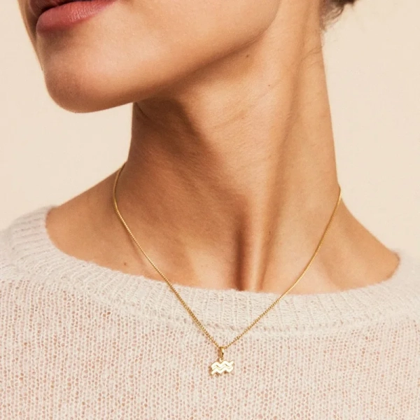 Zodiac Sign Aquarius Gold - Edblad - Snabb leverans - Gratis paketinslagning