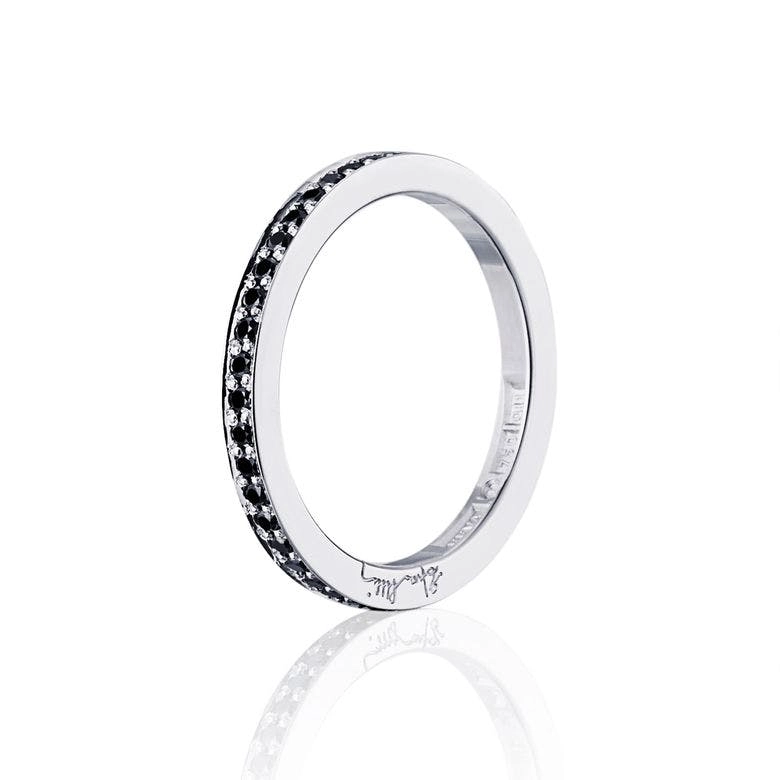 Efva Attling - Stars & Signature In Black Thin Ring White Gold