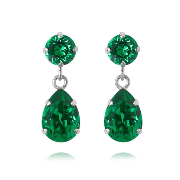 Mini Drop Earrings Rhodium Majestic Green - Caroline Svedbom - Snabb frakt & paketinslagning - Nordic Spectra
