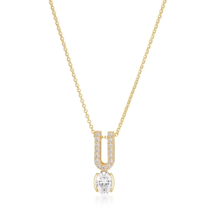 Kultainen Ellisse Carezza Uno -kaulakoru kimaltelevalla zirkonialla