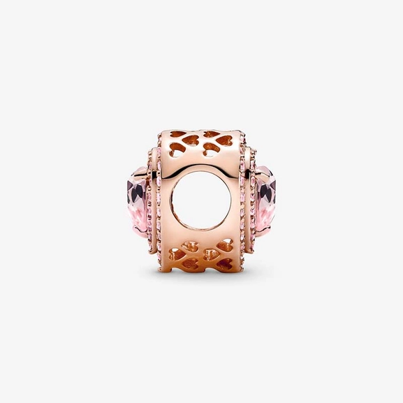 Sparkling Levelled Heart Berlock Rosé - PANDORA - Snabb frakt & paketinslagning - Nordicspectra.se