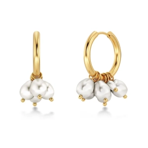 Elegant 14K guldpläterade hoops med åtta pärlemorpärlor i kluster
