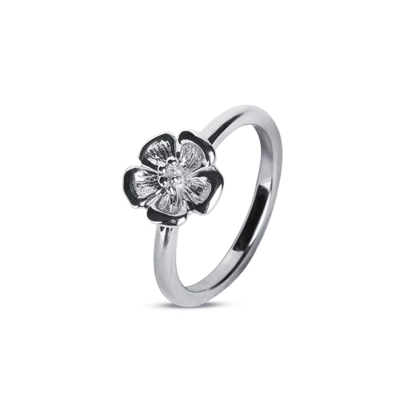 Life Ring Vitguld i 18K vitguld med blomformad dekoration