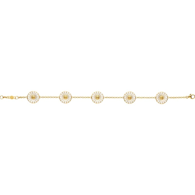 Daisy Armband Guldpläterat Silver med Vit Emalj - Georg Jensen armband - Snabb frakt & paketinslagning - Nordicspectra.se