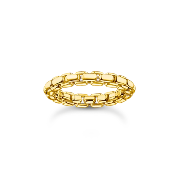 Boxkedja Ring Guld i 18K guldpläterat återvunnet silver med venetiansk kedjedesign