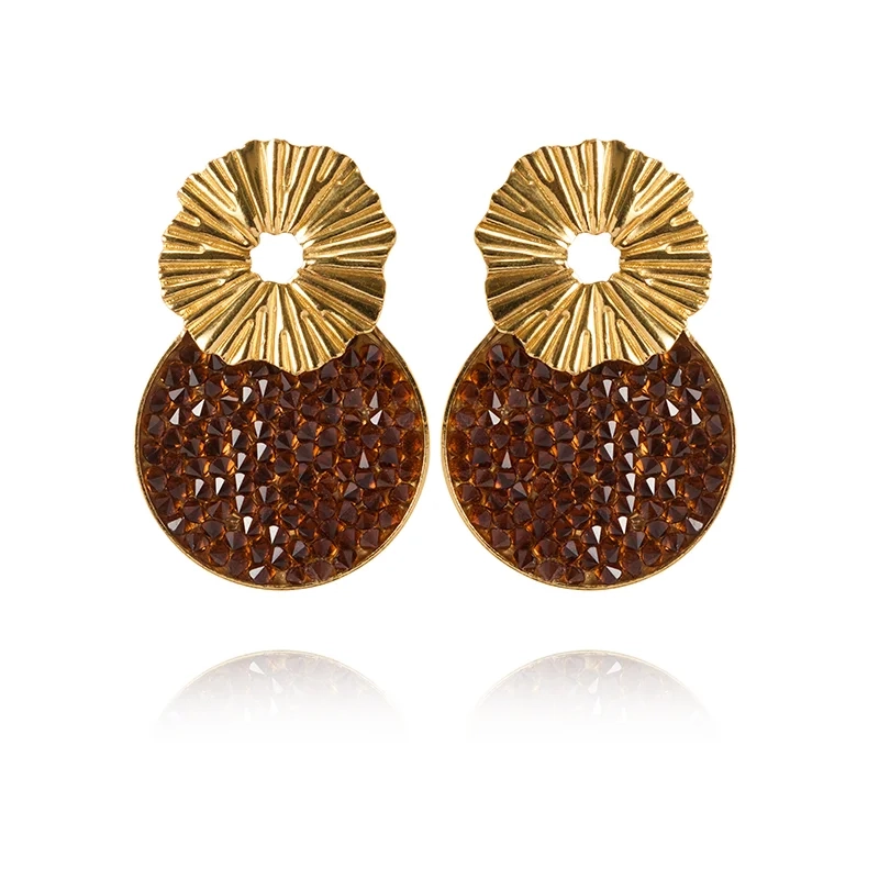 Caroline Svedbom - Vassia Rocks Earrings Gold Recreated Smoked Topaz