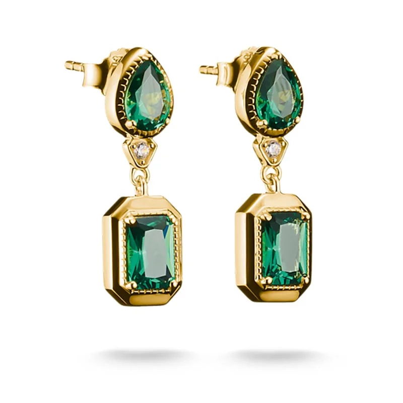 Thomas Sabo - Oktagonslipade Gröna Elyndra Stiftörhängen Guld