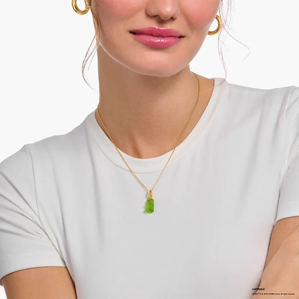 HARIBO Halsband med Grön Gummibjörn Guld - Thomas Sabo - Snabb leverans & paketinslagning - Nordic Spectra