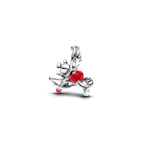Disney Musse Pigg Amor berlock i sterlingsilver med röd emalj och hjärtformad spets. Perfekt för Disney-fans som älskar kärlek och magi!