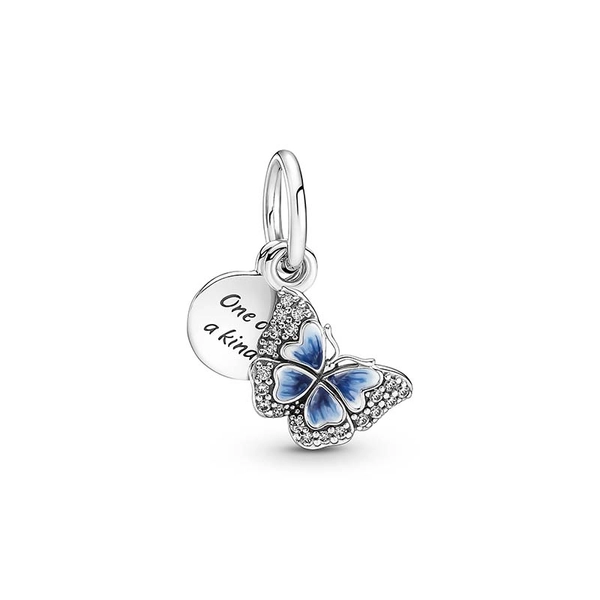 Blauer Schmetterling & Spruch Doppelter Charm-Anhänger von PANDORA, Schneller Versand - Nordicspectra.de