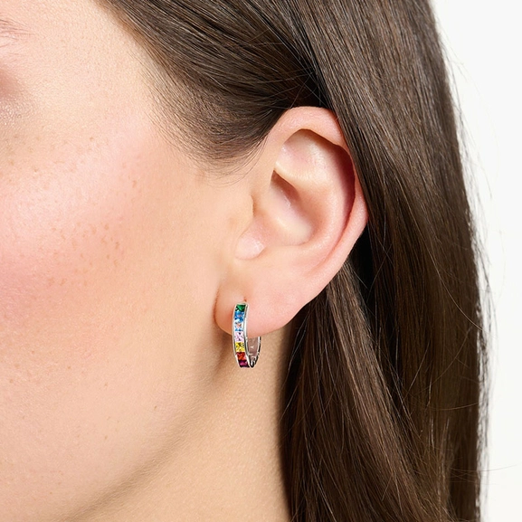 Creolen bunte Steine Pavé Silber von Thomas Sabo, Schneller Versand - Nordicspectra.de