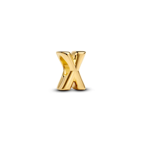 Eleganter Buchstaben-Charm aus vergoldetem Metall von Pandora. In der Form des Buchstabens X können Sie eine persönliche Botschaft hinterlassen und Ihrem Stil einen Hauch von Exklusivität verleihen.