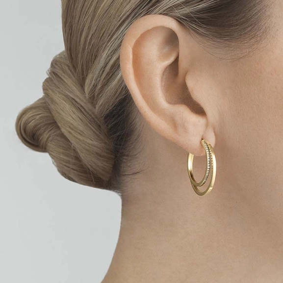 Halo Ohrringe Gold Mit Pavé Diamanten 0.30 ct von Georg Jensen, Schneller Versand - Nordicspectra.de