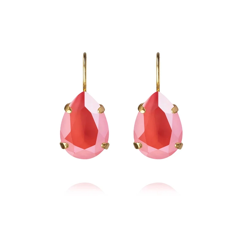 Caroline Svedbom - Mini Drop Clasp Earrings Gold Light Coral