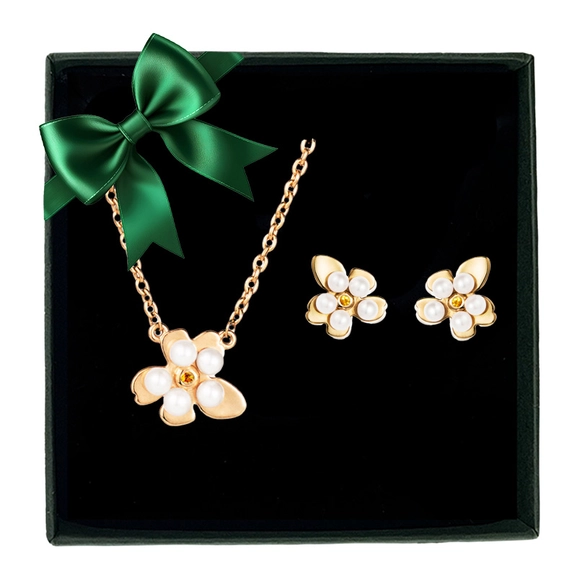 Förgätmigej Gold Plated presentset med halsband och örhängen i guldpläterat silver