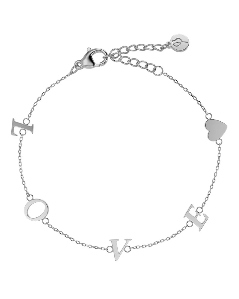 Love Note Bracelet i blankt rostfritt stål med bokstäverna L