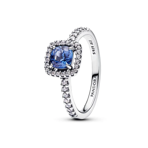 Funkelnder Eckiger Blauer Strahlenkranz Ring - PANDORA - Nordic Spectra